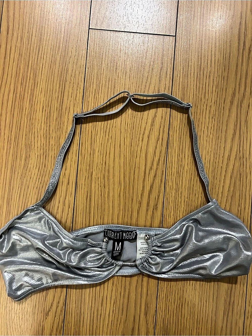 Princess Polly Metallic Ruched Bikini Top Medium Like New